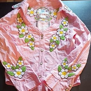 Joy Stick Pink Floral Kids Button Down Shirt